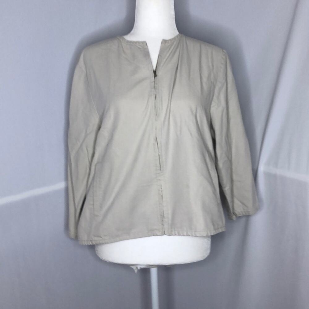 Eileen fisher tan zip up jacket
